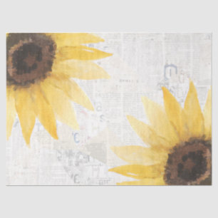 Papier Mousseline Découpage de tournesol rustique Papier floral rura