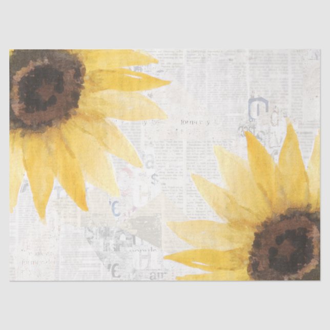 Papier Mousseline Découpage de tournesol rustique Papier floral rura (Recto)