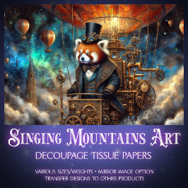 Papier Mousseline Découpage de vol de Panda rouge de vapeur victorie