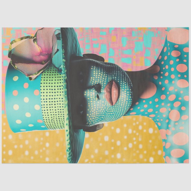 Papier Mousseline Decoupage Deco Art Kaleidoscopic Teal Woman (Recto)