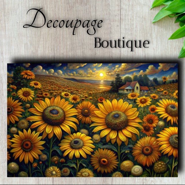 Papier Mousseline Découpage des champs de tournesol (Sunflower Fields Decoupage Tissue Paper)