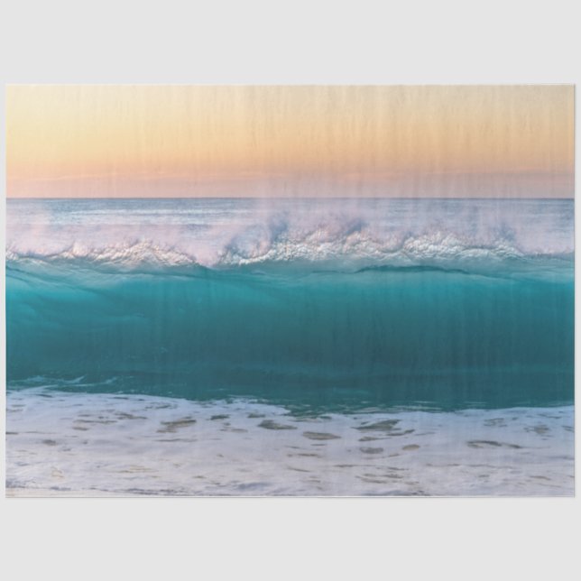 Papier Mousseline Découpage des vagues océaniques du coucher du sole (Recto)