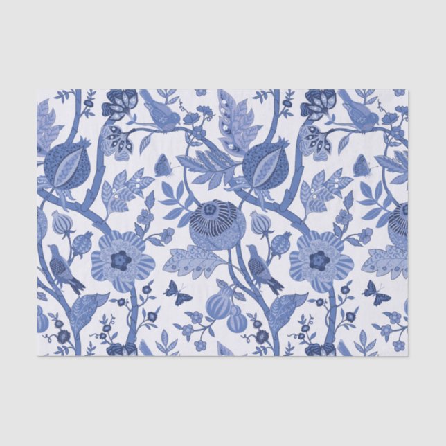 Papier Mousseline Découpage Design de la Chinoiserie bleue (Recto)