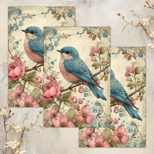 Papier Mousseline DÉCOUPAGE D'OISEAU vintage (VINTAGE BIRD DECOUPAGE TISSUE PAPER)