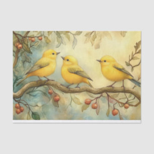 Papier Mousseline DÉCOUPAGE D'Oiseaux-chanteurs de marteau jaune