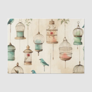 Papier Mousseline Découpage d'oiseaux de style rétro vintage
