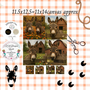 Papier Mousseline Découpage Donkey Farm Series Charme pastoral