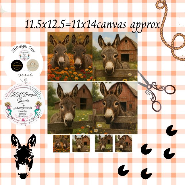 Papier Mousseline Découpage Donkey Farm Series Charme pastoral (Créateur téléchargé)