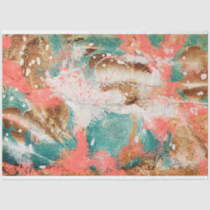 Papier Mousseline Découpage d'or rose Turquoise Art Abstrait moderne