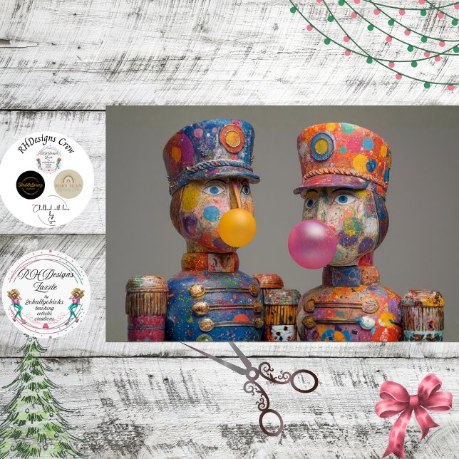 Papier Mousseline Decoupage Dot Drop Duo Bubblegum Nutcrackers  (Créateur téléchargé)