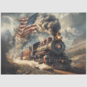 Papier Mousseline Découpage Drapeau américain Cloud & Train