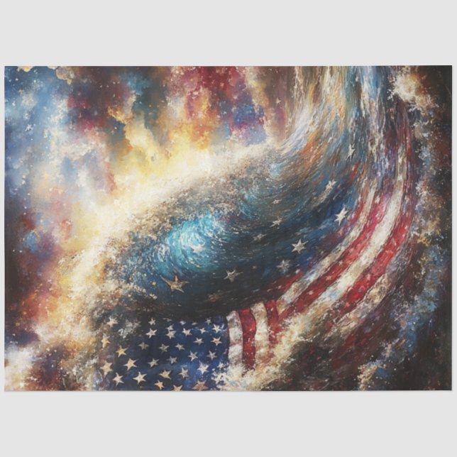 Papier Mousseline Découpage Drapeau américain Ocean Wave Patriotique (Recto)