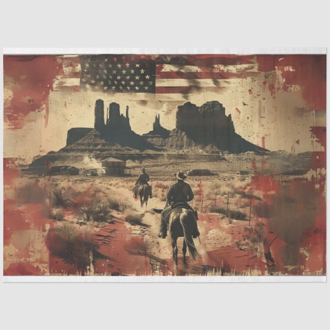 Papier Mousseline Découpage Drapeau américain Wild West Photographie (Recto)