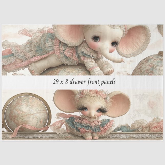 Papier Mousseline Decoupage Drawer Panel Whimsical Circus Story Book (Recto)