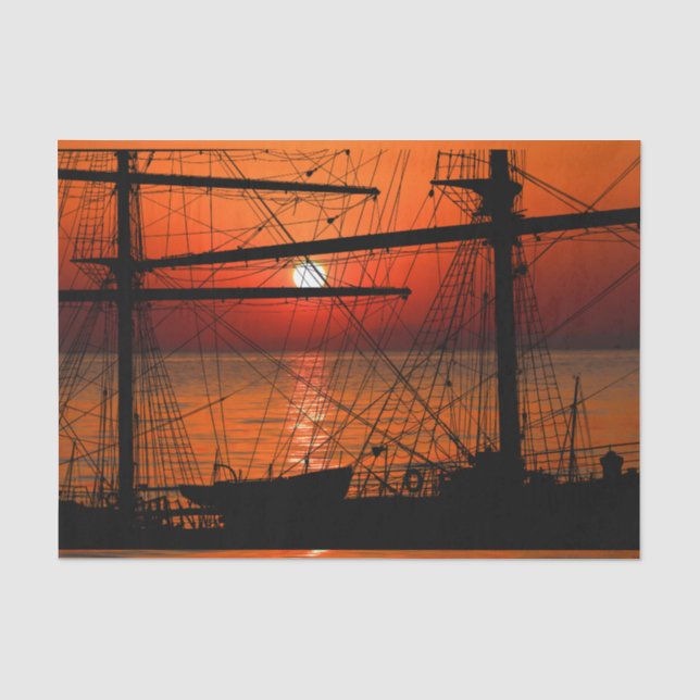 Papier Mousseline Découpage du bateau à voile Ocean Sunset Tall (Recto)
