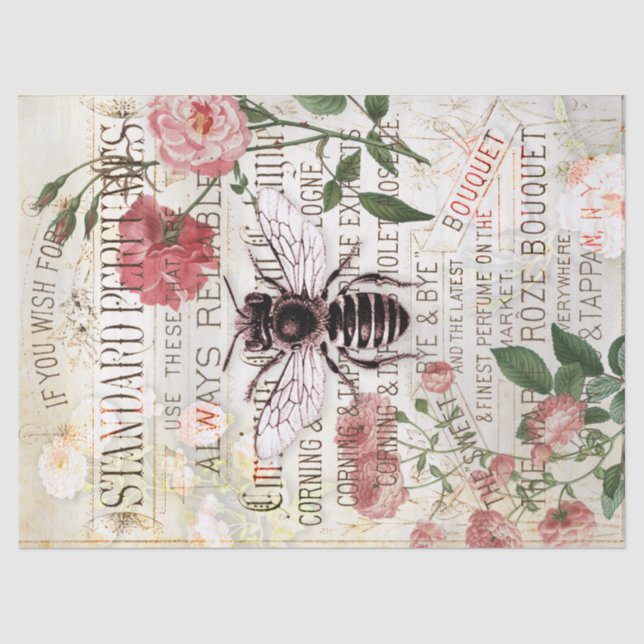 Papier Mousseline Découpage du bouquet Ephémère de la rose d'abeille (Recto)