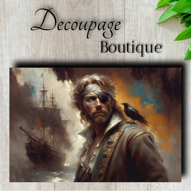 Papier Mousseline Découpage du capitaine du pirate d'argent (Silver Pirate Captain Decoupage Tissue Paper)