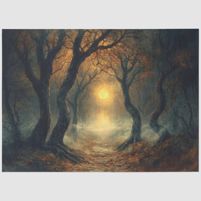 Papier Mousseline Découpage du chemin d'automne de la lune (Recto)