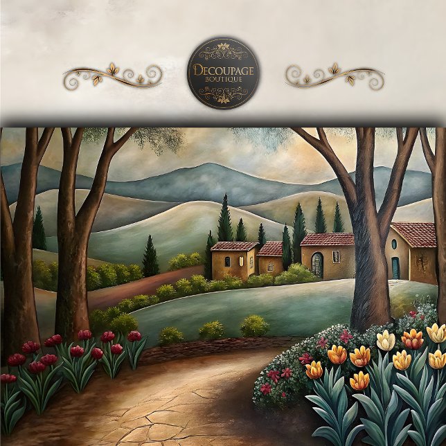 Papier Mousseline Découpage du chemin de la villa toscane (Tuscan Villa Pathway Decoupage Tissue Paper)