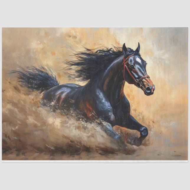 Papier Mousseline Découpage du cheval arabe à la galopante (Recto)