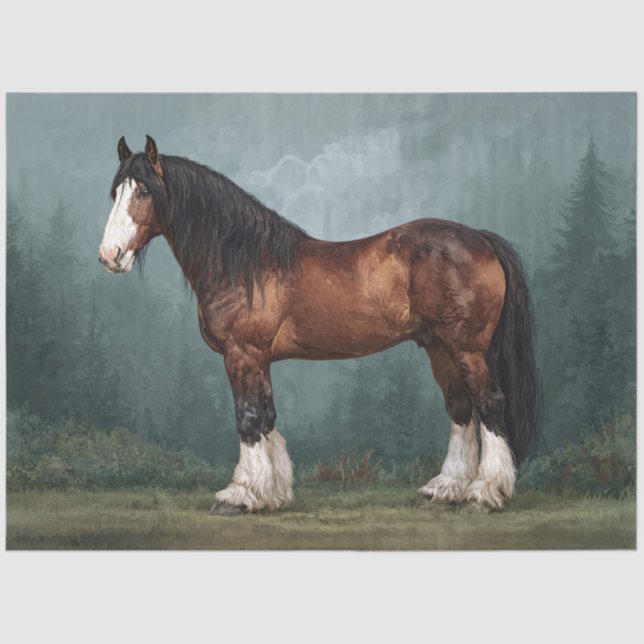 Papier Mousseline Découpage du cheval Clydesdale (Recto)