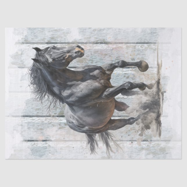 Papier Mousseline Découpage du cheval noir (Recto)