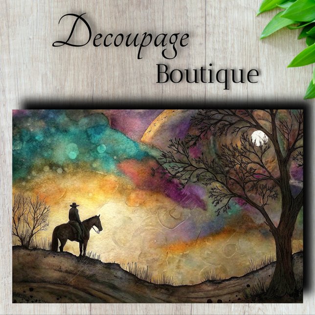 Papier Mousseline Découpage du conducteur sur la Lune (Moonlit Rider Decoupage Tissue Paper)