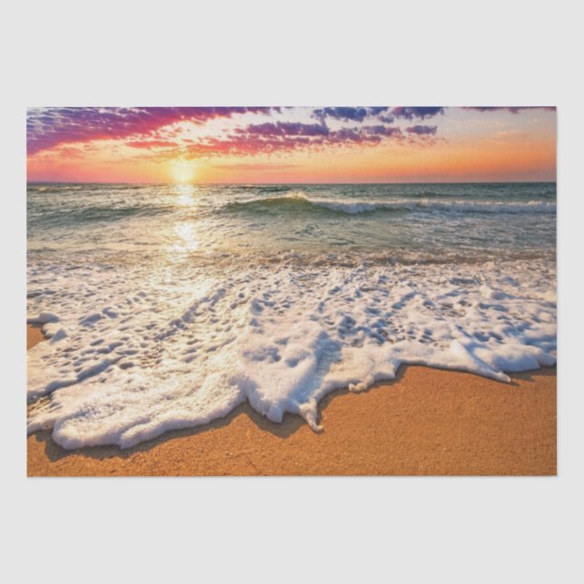 Papier Mousseline Découpage du coucher de soleil sur la plage (Recto)