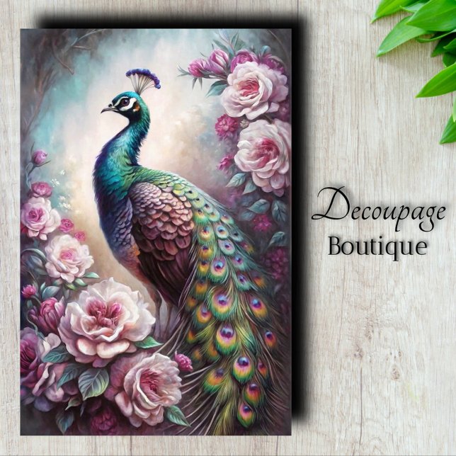 Papier Mousseline Découpage du jardin de Peacock (Peacock's Garden Decoupage Tissue Paper)