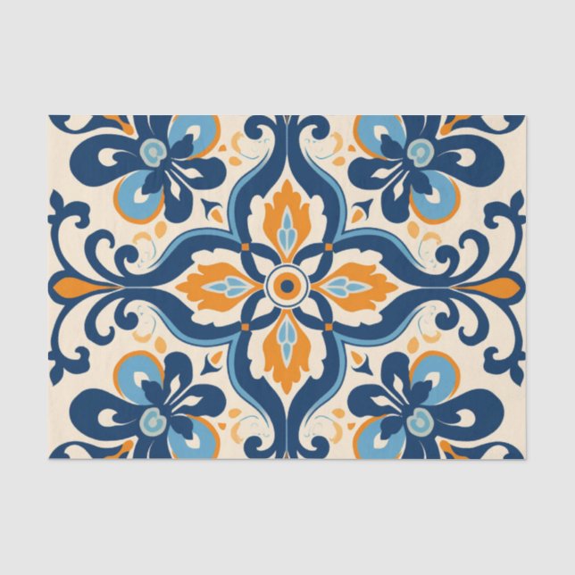 Papier Mousseline Découpage du motif de tuiles espagnoles mignonnes (Recto)