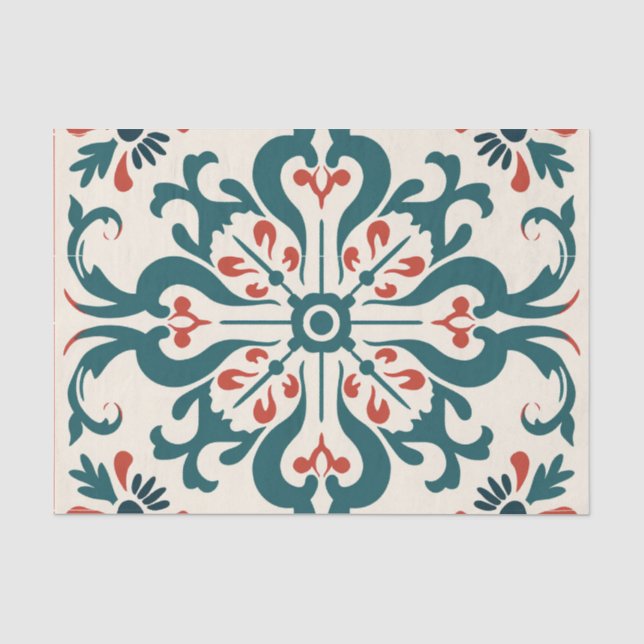 Papier Mousseline Découpage du motif de tuiles espagnoles mignonnes (Recto)