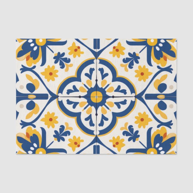 Papier Mousseline Découpage du motif de tuiles espagnoles mignonnes (Recto)