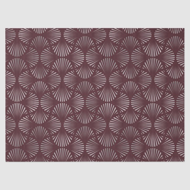 Papier Mousseline Découpage du Motif du ventilateur Art déco Maroon  (Recto)
