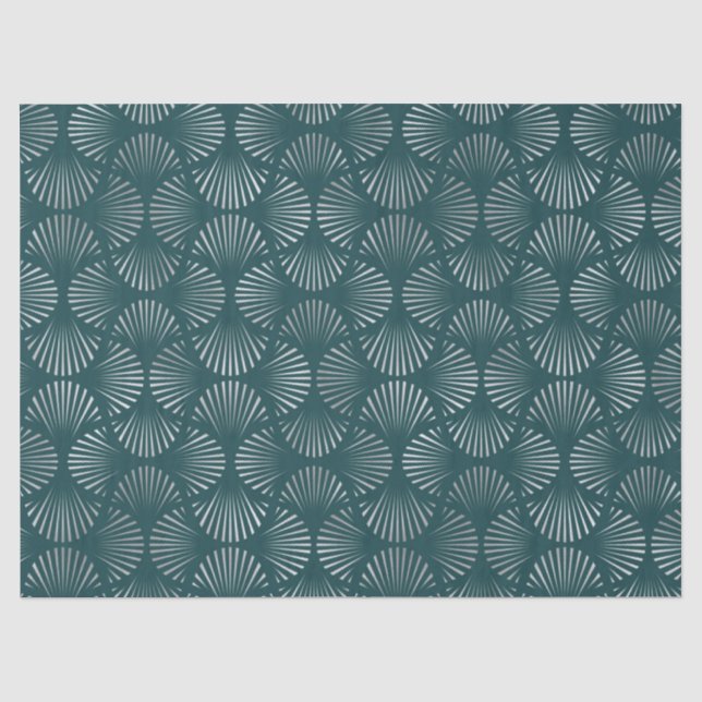 Papier Mousseline Découpage du Motif du ventilateur Art déco Turquoi (Recto)