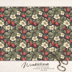 Papier Mousseline Découpage du Motif vintage Strawberry Fields