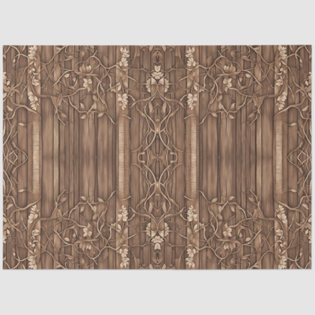 Papier Mousseline Découpage du panneau de bois rustique (Recto)