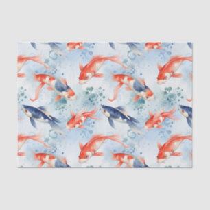 Papier Mousseline Découpage du poisson japonais bleu Koi
