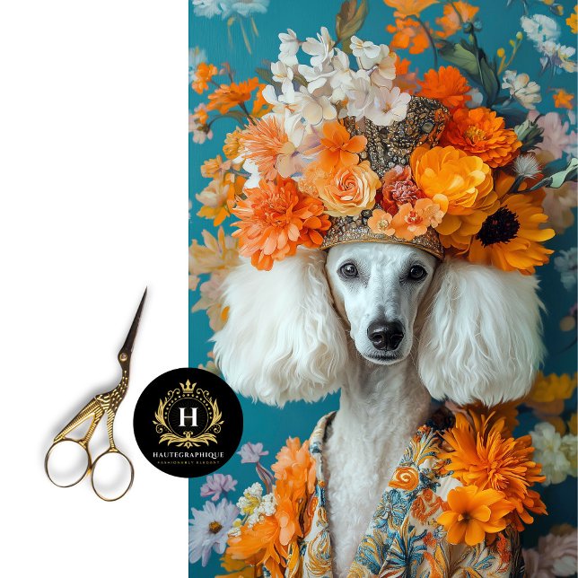 Papier Mousseline Découpage du portrait de caniche français blanc (Créateur téléchargé)