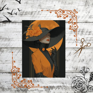 Papier Mousseline Découpage Élégante Dame À Halloween Tomber Dans To