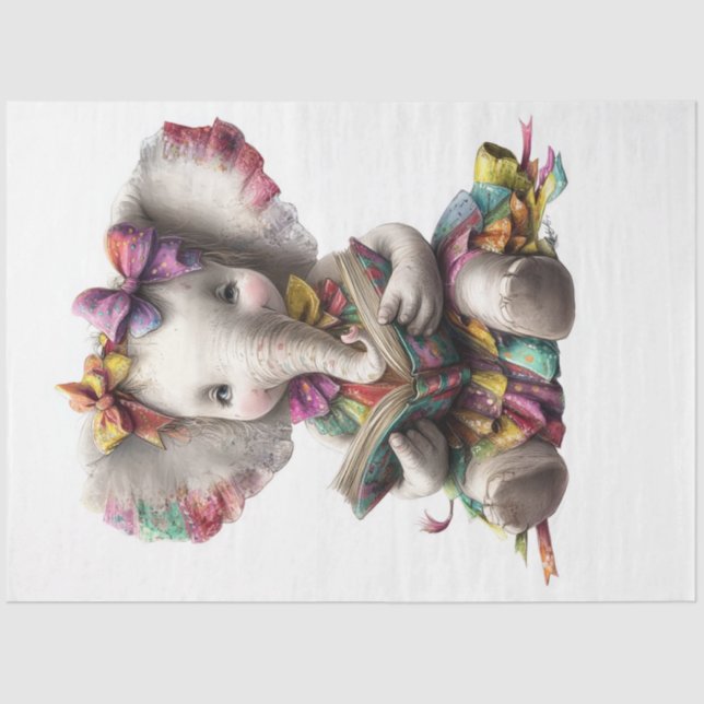 Papier Mousseline Découpage éléphant lunatique lecture aux étudiants (Recto)