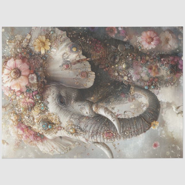 Papier Mousseline Découpage Eléphant numérique Imaginaire et beauté (Recto)