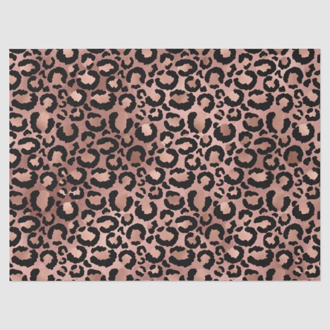 Papier Mousseline Découpage Empreinte de léopard rose et noir (Recto)