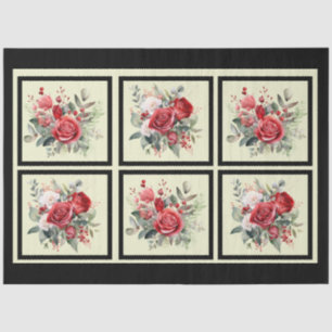 Papier Mousseline Découpage en carreaux de roses rouges