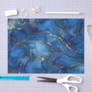 Papier Mousseline Découpage en tourbillon d'aquarelle bleu profond e
