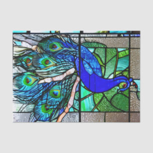 Papier Mousseline Découpage en verre de Peacock bleu