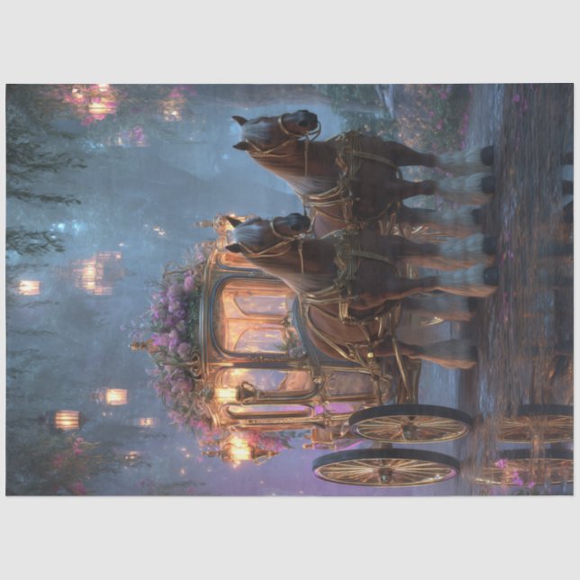Papier Mousseline Decoupage Fairytale on Carriage On Wheels Dream (Recto)