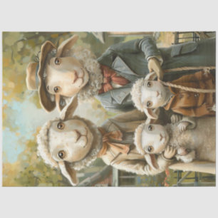 Papier Mousseline Découpage Famille de moutons Whimsical avec jumeau