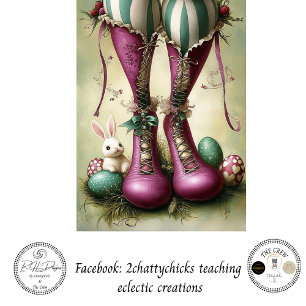 Papier Mousseline Decoupage fantaisiste bottes de lapin rayées de Pâ