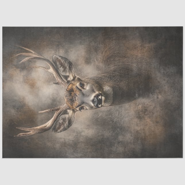 Papier Mousseline Découpage Faune Portrait de cerfs Gros Antlers (Recto)