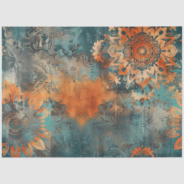Papier Mousseline Découpage Faux Médias mixtes Patina Burnt Orange (Recto)